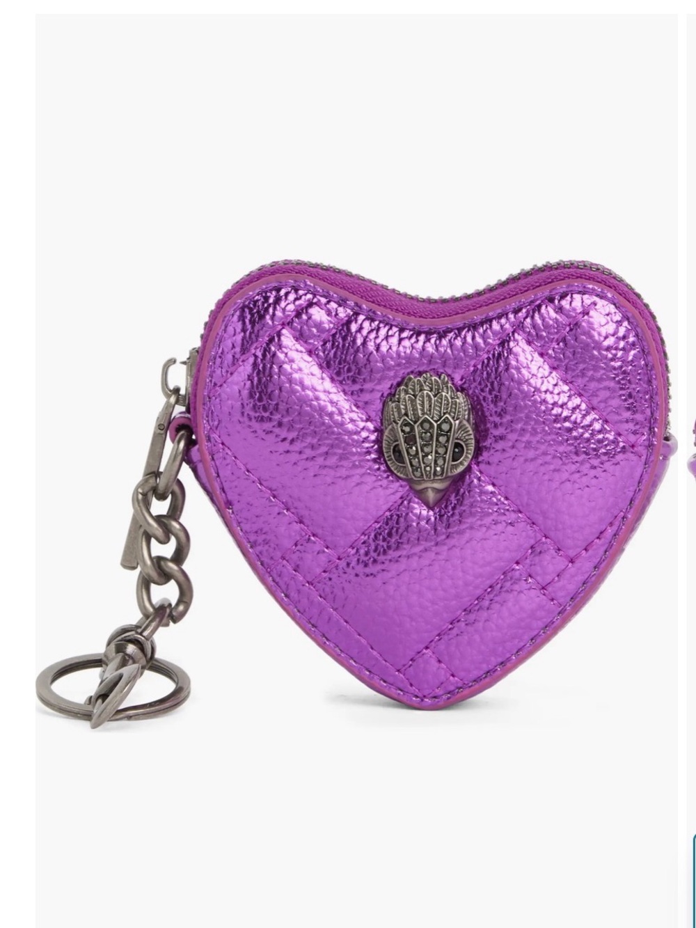 Kurt Geiger Metallic Purple Heart Keychain Bag charm 💜